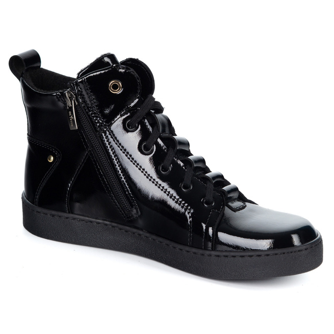 Barefoot buty skórzane minimalisthyczne Riley ocieplane czarne lakier