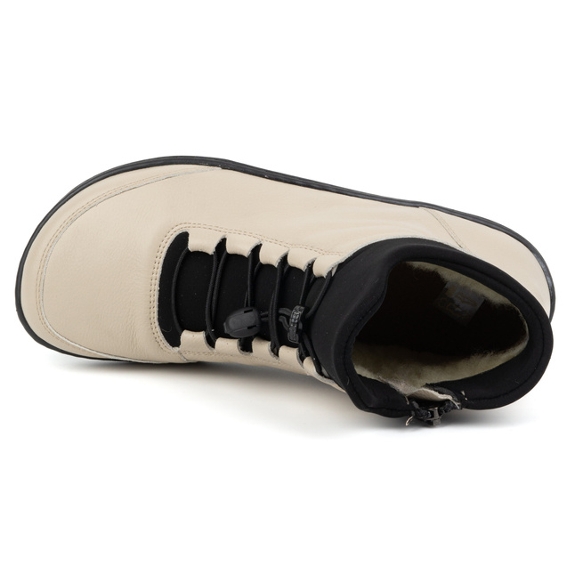 BAREFOOT dámské vlněné zateplené kožené boty 0767W ecru