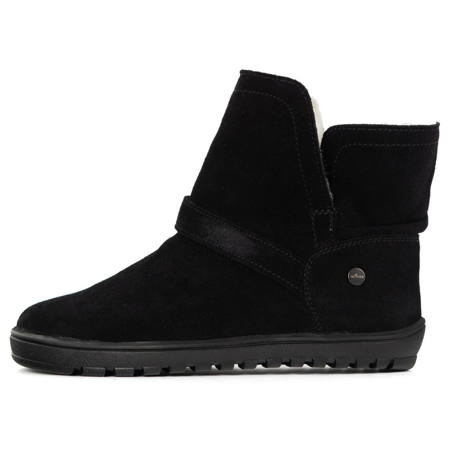 Buty damskie BAREFOOT zimowe Olivier Harper czarne skórzane, ocieplane wełną merino