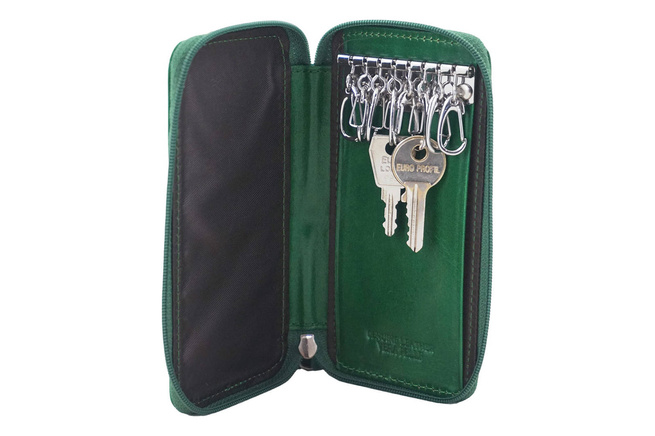 Kožené pouzdro na klíče - zelené