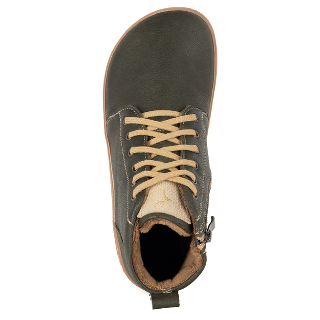 Dámské kožené zimní boty barefoot Z-B04 olive