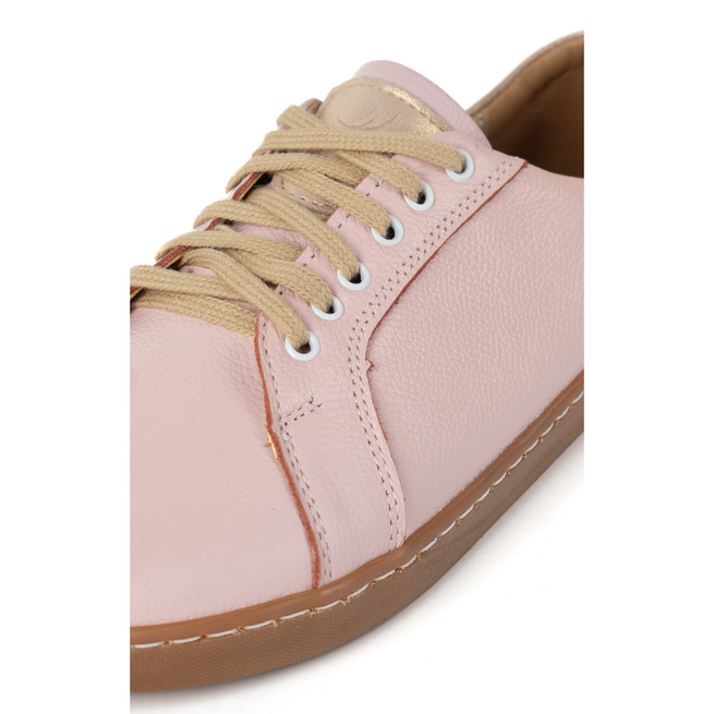 Aura: Różowe Damskie Barefoot Sneakersy Skórzane | Modne Buty Minimalistyczne, Zerowy Drop