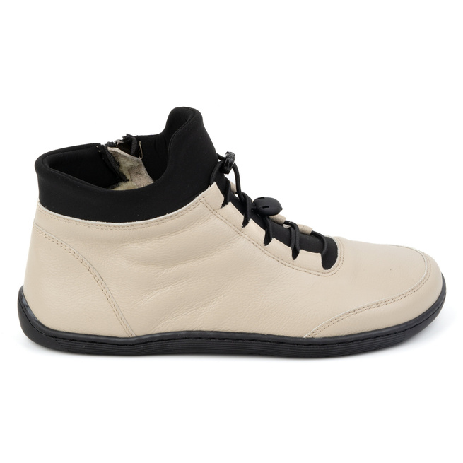 BAREFOOT dámské vlněné zateplené kožené boty 0767W ecru