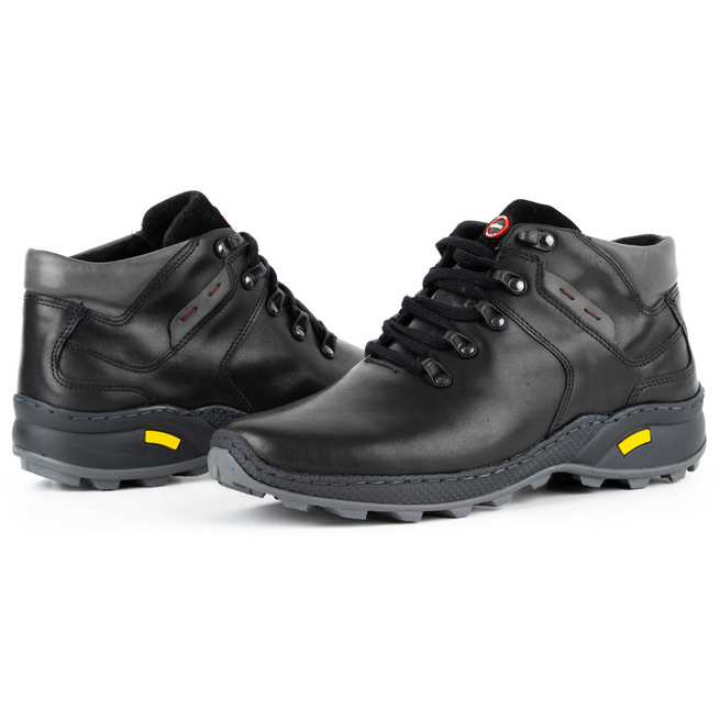 Pánské zateplené kožené boty 895MA černé