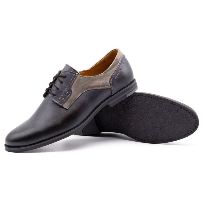 Buty wizytowe skórzane 1033 szare