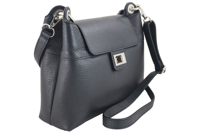 Torebka damska skórzana crossbody - Czarna 