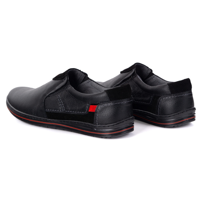 Buty wsuwane męskie ze skóry POLSKIE 800K czarne
