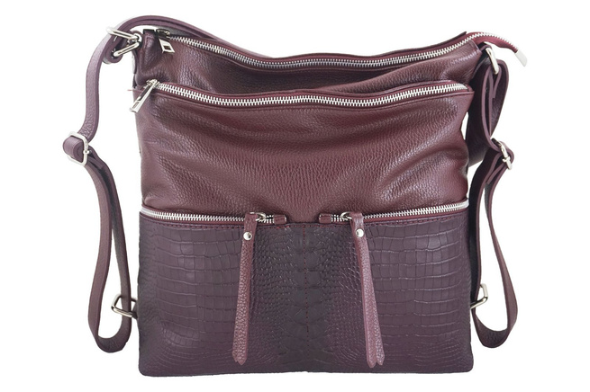 Dámská kožená kabelka - taška / batoh formátu A4 - bordó