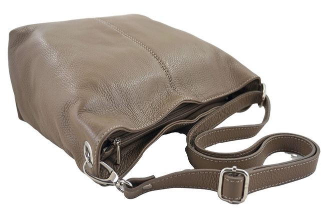 Listonoszka damska skórzana - Barberini's - Beżowe ciemne