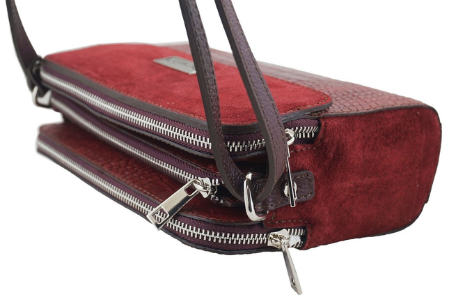 Stylowa torebka crossbody trzykomorowa - Bordowa