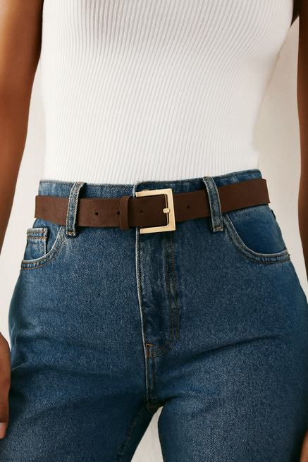 Olivier Pasek Damski Zamszowy 17.30 – Naturalny Zamsz, Szerokość 30 mm