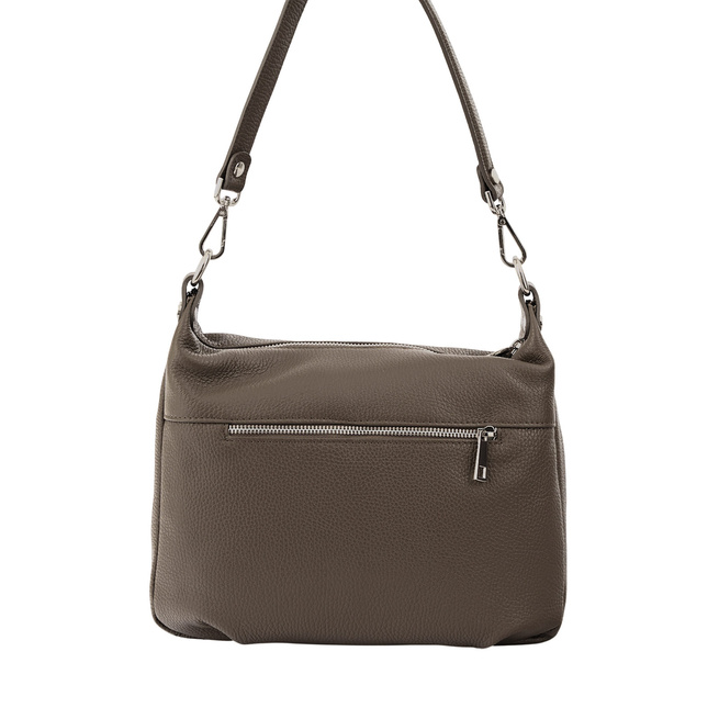 Kožená kabelka se semišovým akcentem - tmavě béžová