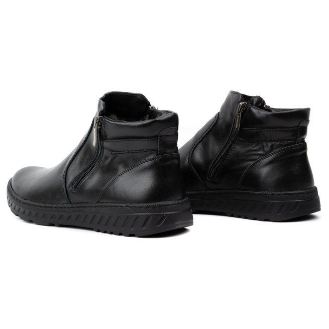 Pánské zimní kožené boty široké 925K Black