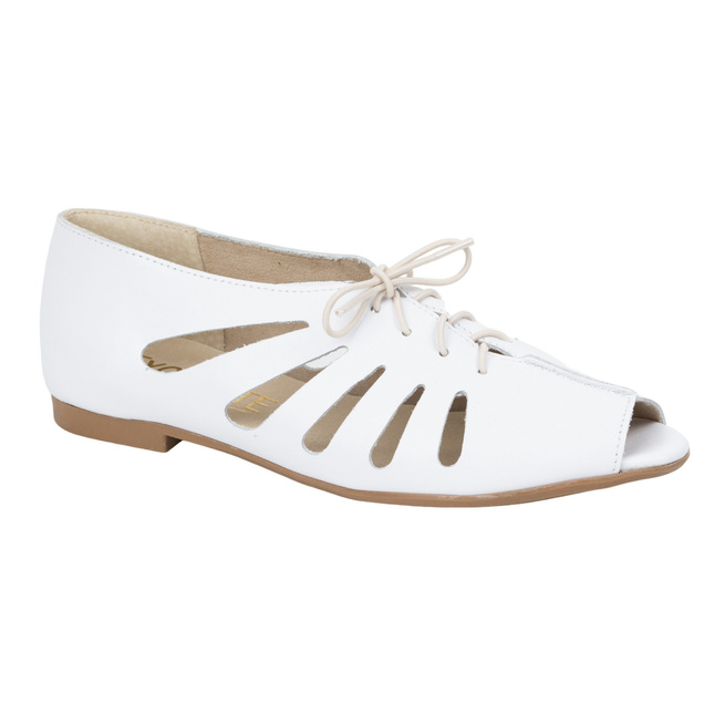 Dámské kožené ažurové baleríny 1444EX White