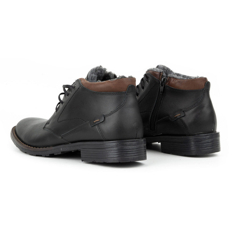 Skórzane buty męskie na zimę C16S czarne