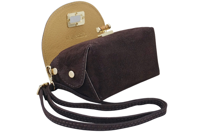Malá semišová společenská kabelka - Hnědá tmavá