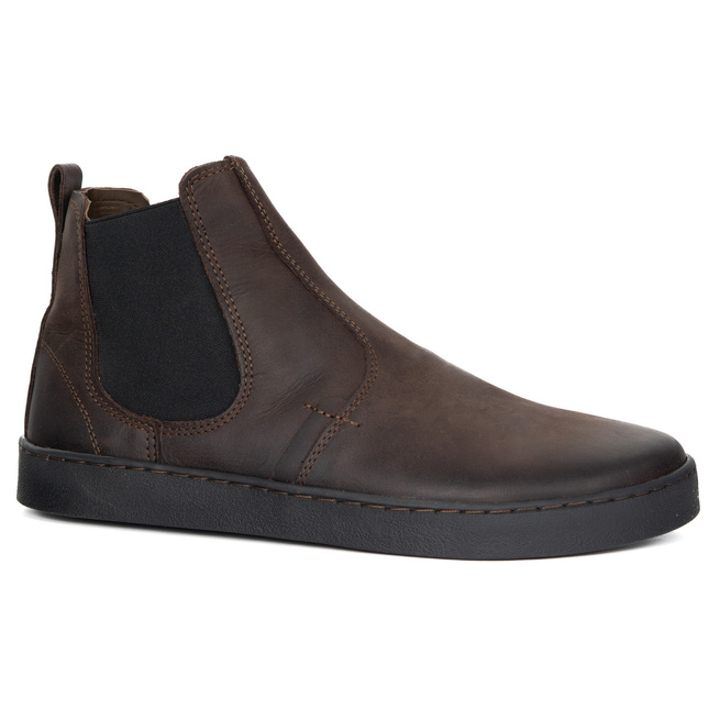 Buty męskie sztyblety barefoot skórzane Olivier 100KZ ciemny brąz