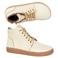 Buty damskie zimowe barefoot skórzane Z-B04 ecru