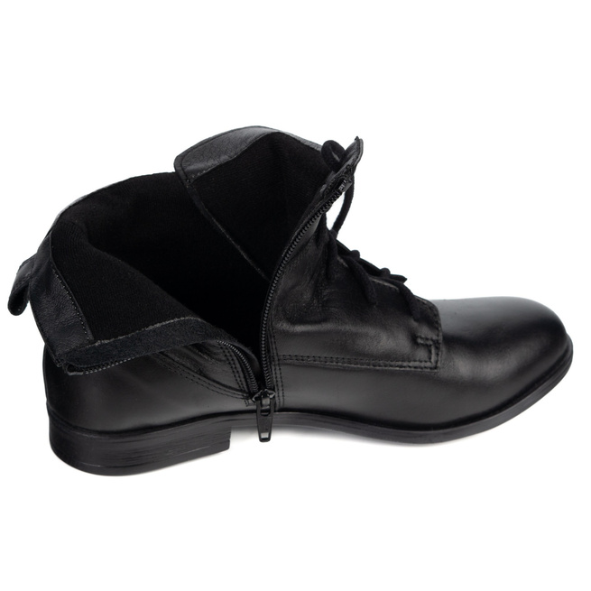 Olivier Claire - Klasické dámské šněrovací boty na zip, pravá kůže