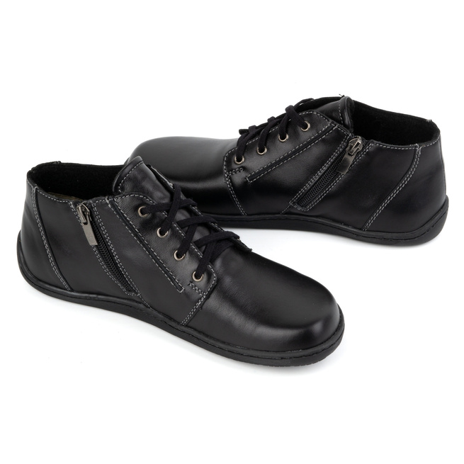 BAREFOOT dámská kožená lehce zateplená kotníková obuv se zipem 787 černá