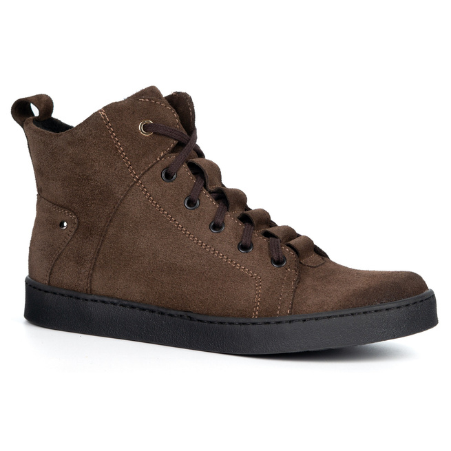 Barefoot buty skórzane minimalisthyczne Riley ocieplane brąz welur