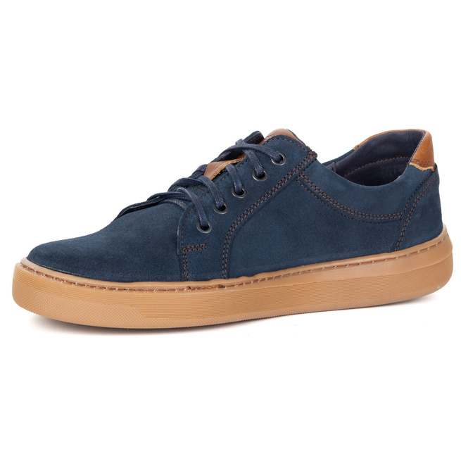Buty męskie zamszowe skóra naturalna 7136DT granatowe