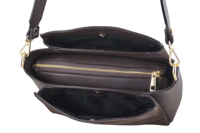 Torebka miejska z naturalnego zamszu i skóry - Brązowa ciemna