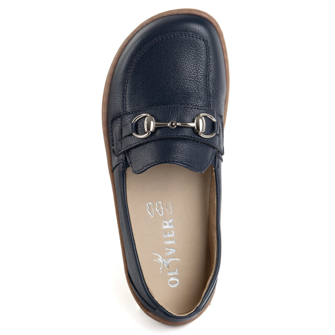 Barefoot damskie mokasyny skórzane minimalistyczne 1288AR ciemny granatowe