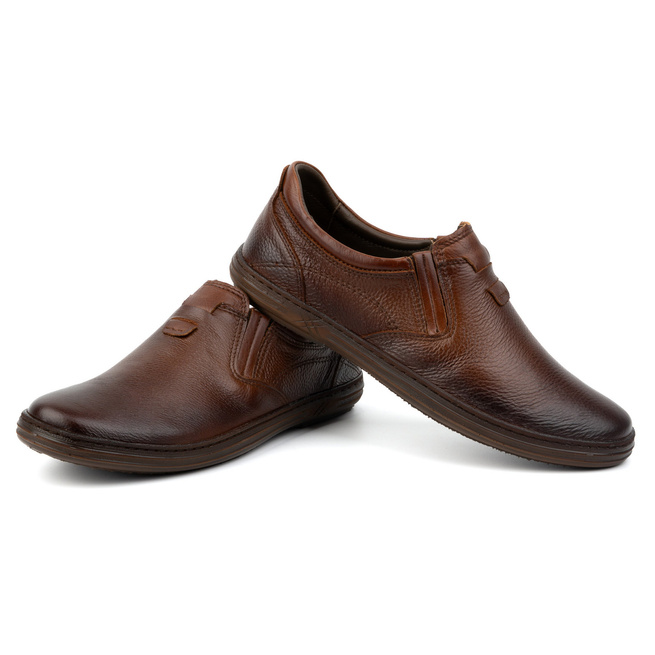 Buty męskie skórzane wsuwane 7152DT brązowe