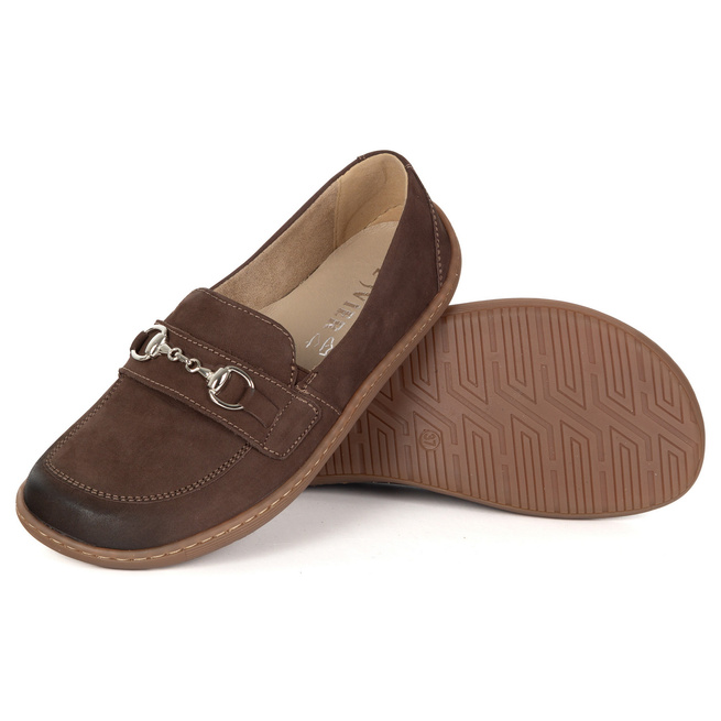 Barefoot damskie mokasyny skórzane minimalistyczne 1288AR brązowe nubuk