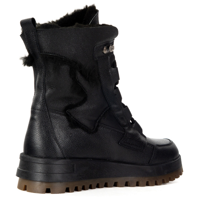 Černé sněhule1775 POL kůže zateplené přírodní vlnou