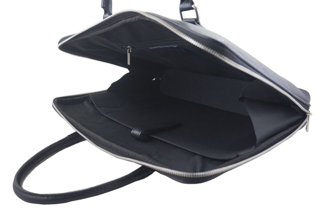 Skórzana torba na laptopa Casual - Czarna