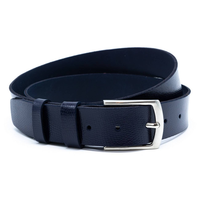 Pánský kožený pásek ke kalhotám model 5.35 navy blue
