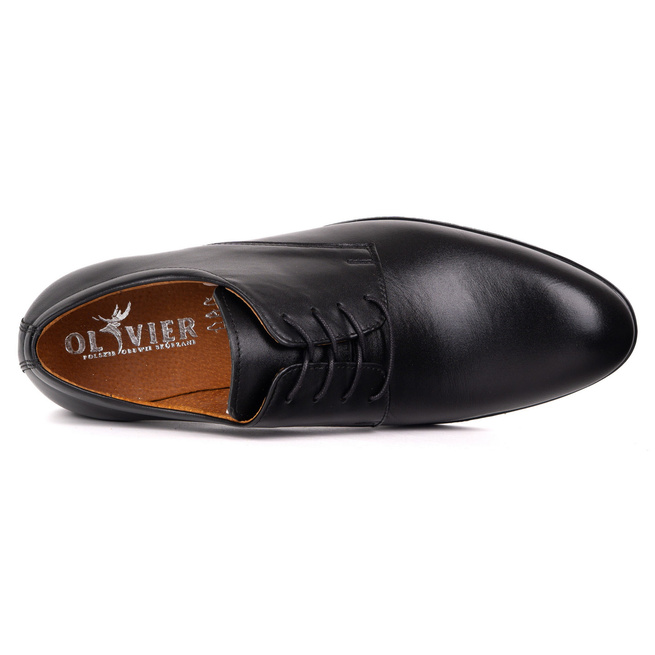 Buty męskie skórzane wizytowe Olivier 484 czarne– klasyczne półbuty derby