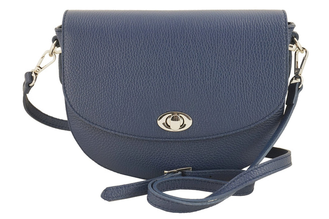 Kožená poštovní taška s ozdobnou sponou - světle modrá