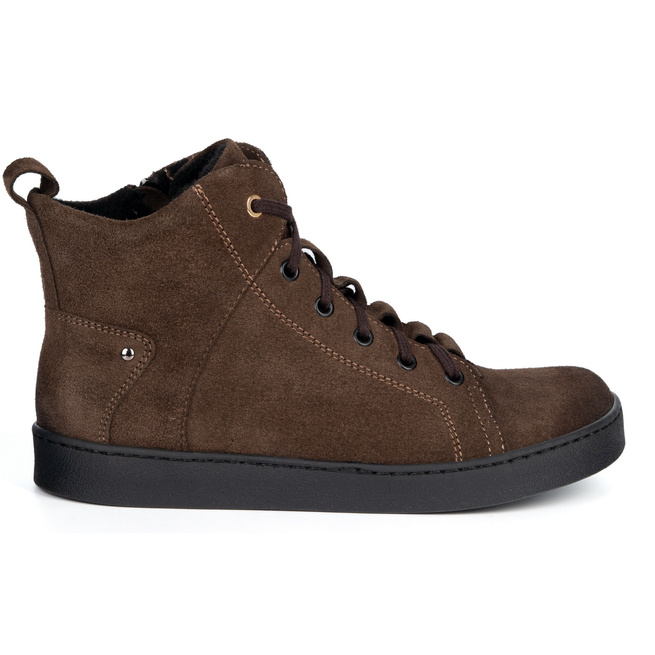 Barefoot buty skórzane minimalisthyczne Riley ocieplane brąz welur