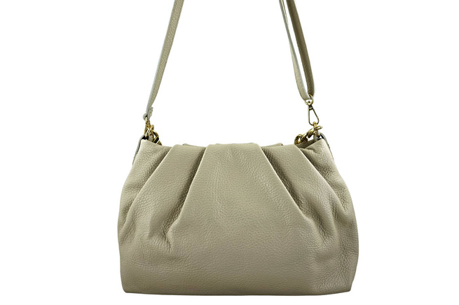 Marszczona torebka z łańcuszkiem - Beżowa jasna