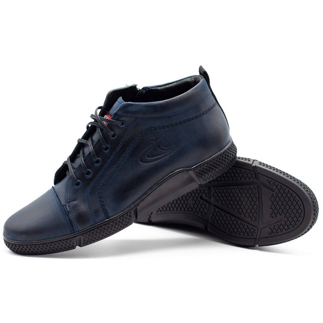 Buty męskie skórzane zimowe K28FPLB granatowe