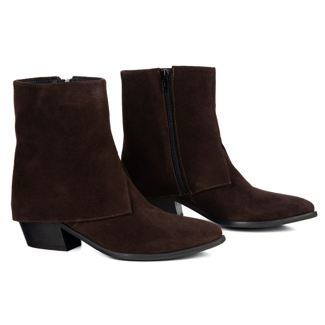 Butdam KW-1 dámské kožené kovbojské boty hnědé