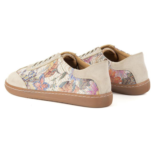 Buty barefoot damskie skórzane Olivier Eliza kwiaty beżowe