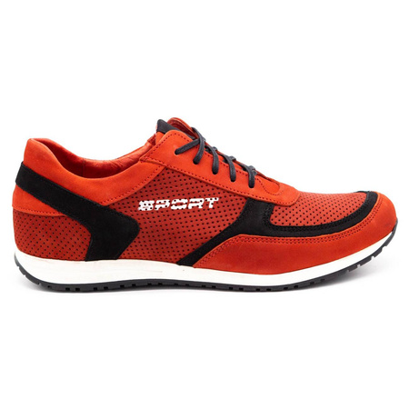 Buty męskie sportowe C47P czerwone z czarnym