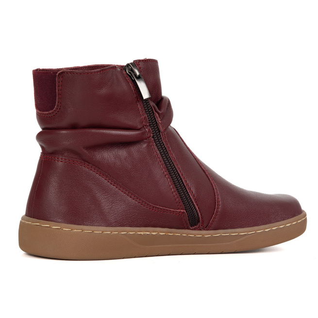 Damskie buty barefoot sztyblety z zamkiem ocieplane 1297 bordowe