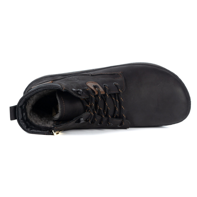 Buty męskie barefoot zimowe skórzane ocieplane szerokie 755MP czarne