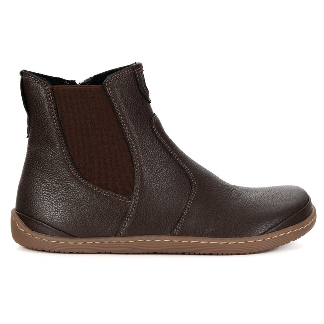 Damskie buty barefoot sztyblety z zamkiem ocieplane 1263 brązowe