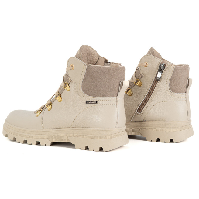 Botki damskie skórzane 1692POL beżowe licowe