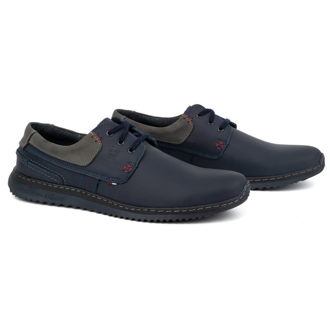 Buty Męskie Skórzane Casual Model 308GT niebieskie