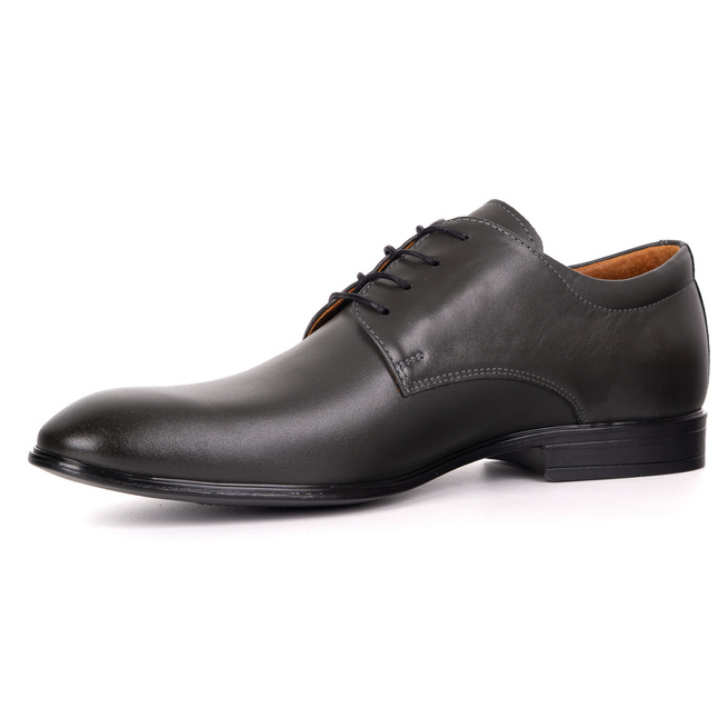 Buty męskie skórzane wizytowe Olivier 484 szare – klasyczne półbuty derby
