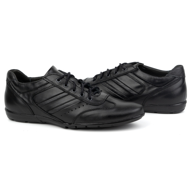 Buty męskie skórzane czarne sport style 7004DT czarne
