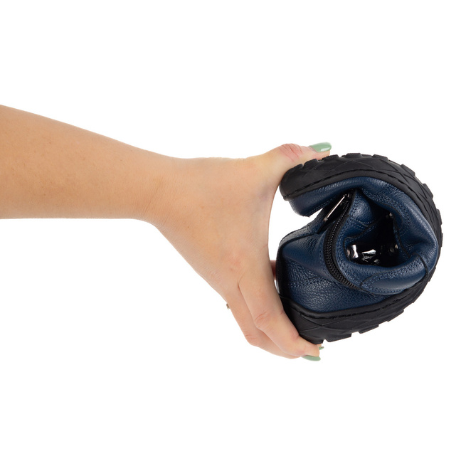 Dámské barefoot zimní boty kožené zateplené vlněné lehké tmavě modré 1292