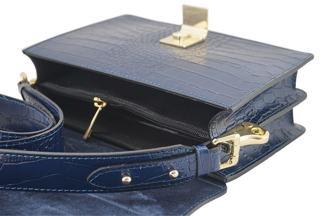 Módní kožená kabelka - CROCO - Béžová